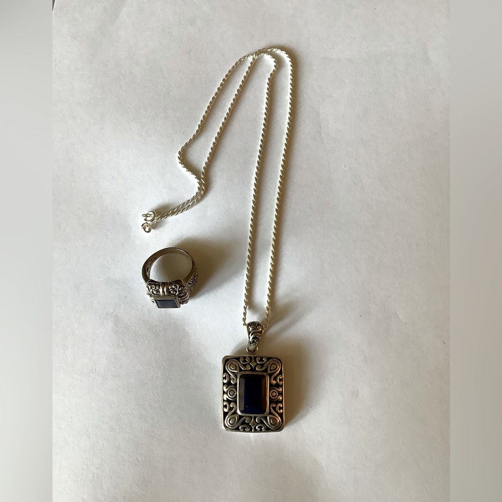 Matching Blue Lapis Pendent and Ring